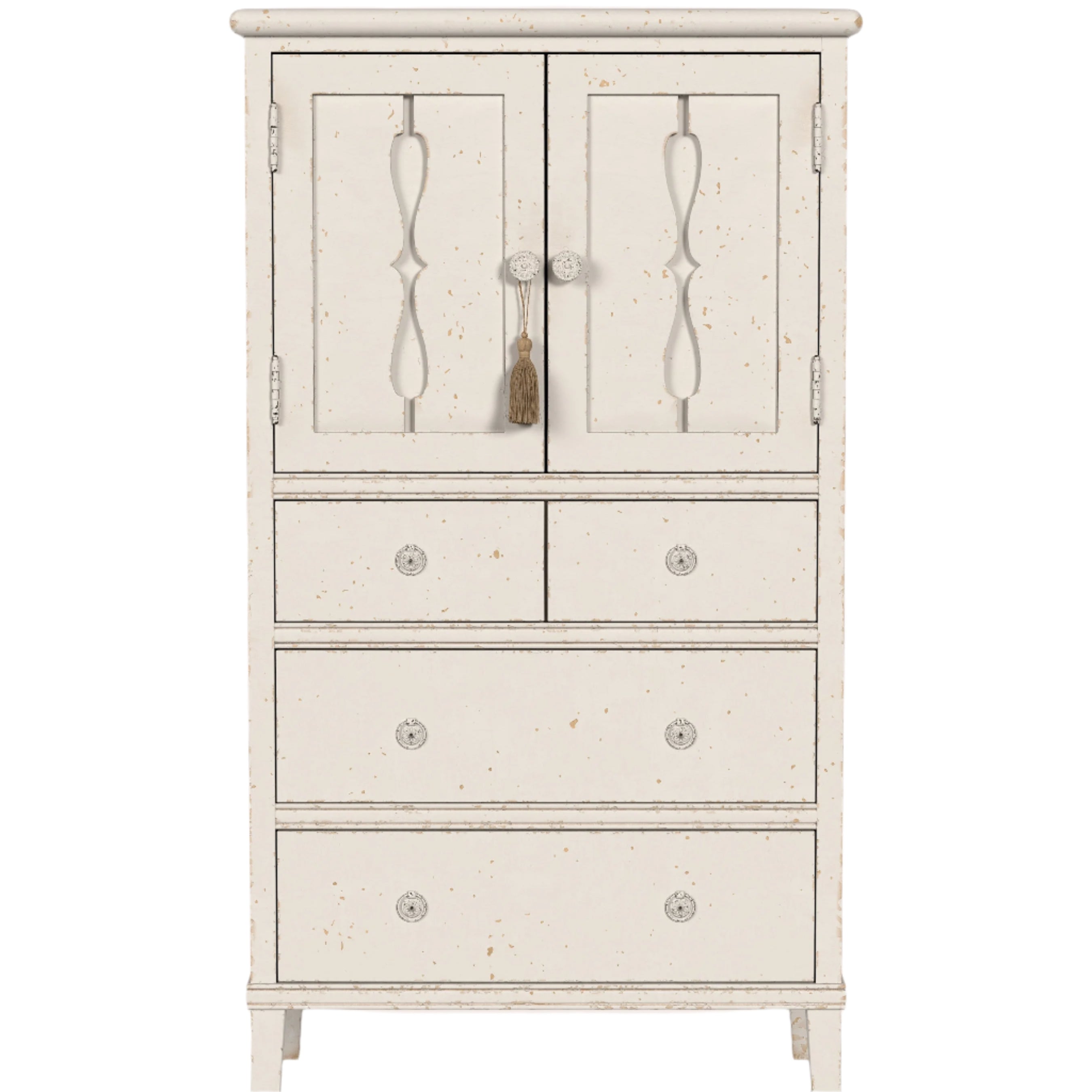 LAURA ASHLEY Annaside Solid Poplar 2-Door 4-Drawer Cabinet in Antique White, 130 x 72 cm - Regina Luxury Interiors