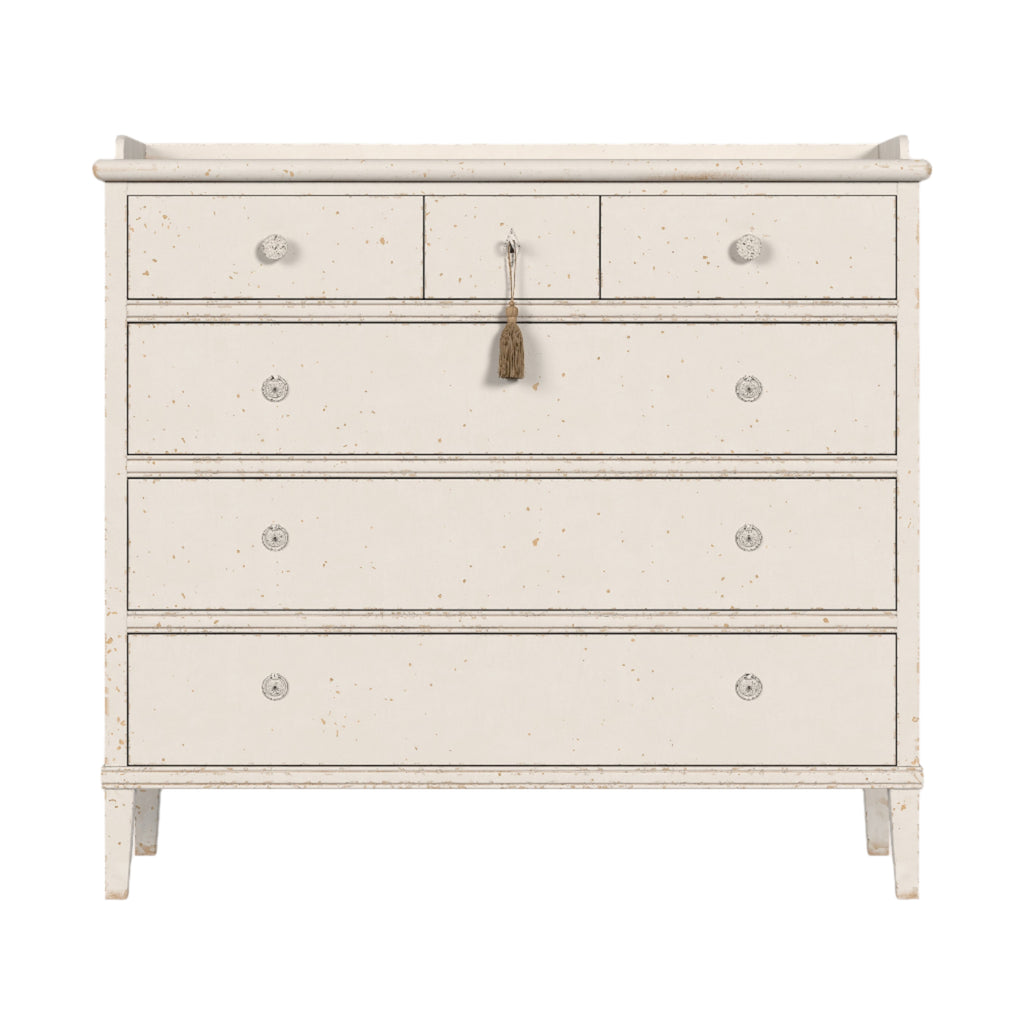LAURA ASHLEY Annaside 3+3 Solid Poplar Chest of Drawers in Antique White, 104 x 113 cm - Regina Luxury Interiors