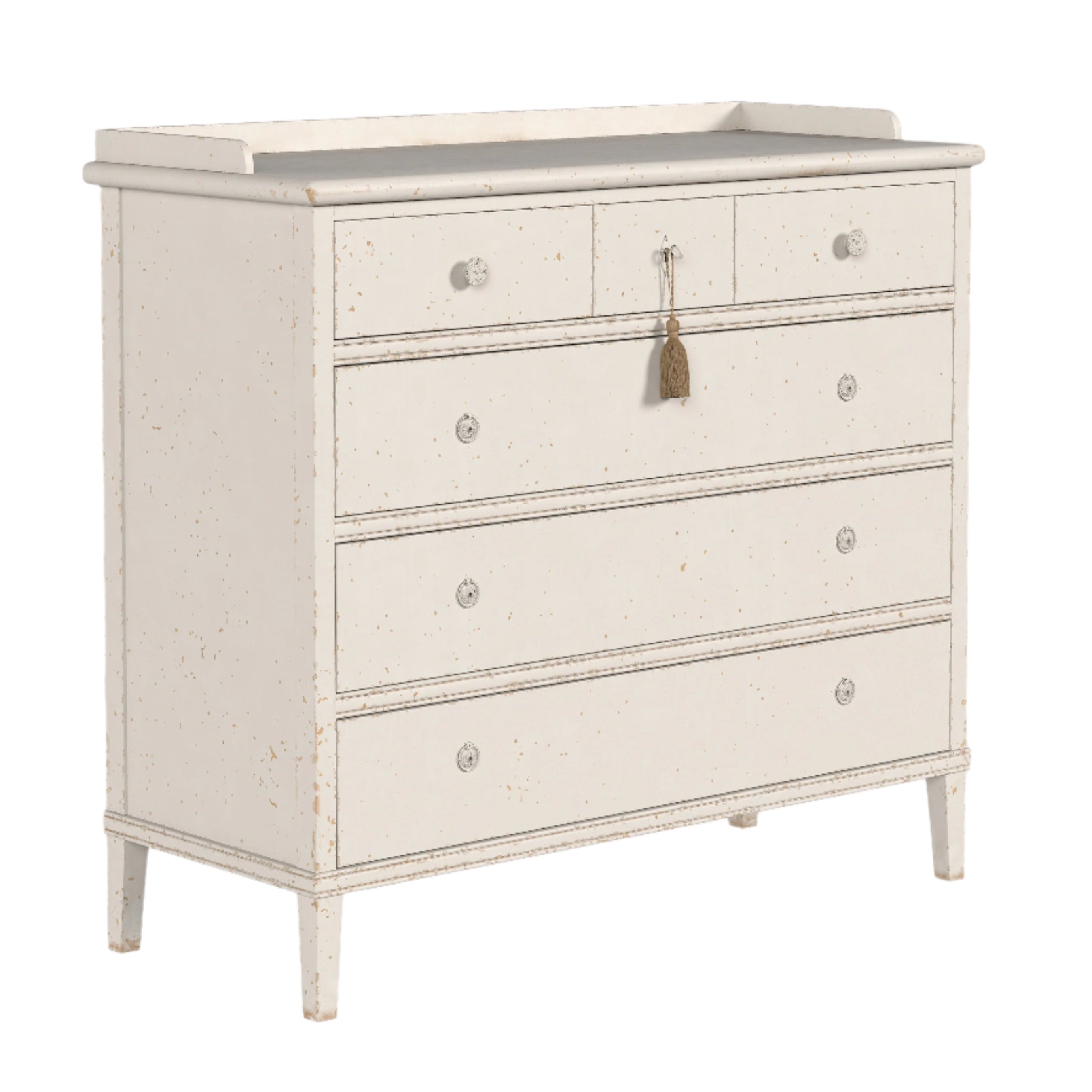 LAURA ASHLEY Annaside 3+3 Solid Poplar Chest of Drawers in Antique White, 104 x 113 cm - Regina Luxury Interiors
