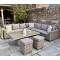 HILL INTERIORS Amalfi Outdoor Large Corner Set With Riser Table + 2 Stools 2