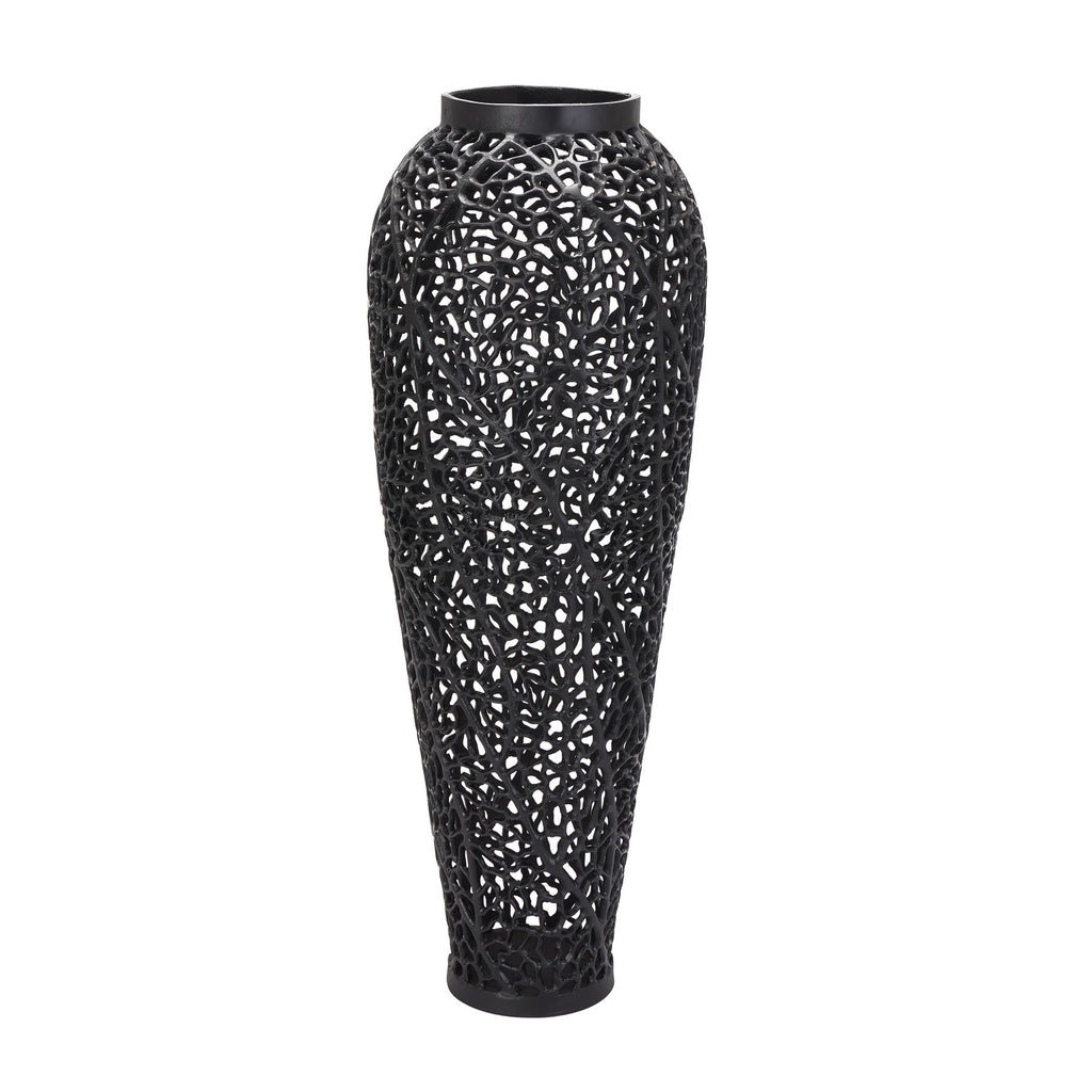 HILL INTERIORS Black Cast Lattice Large Vase