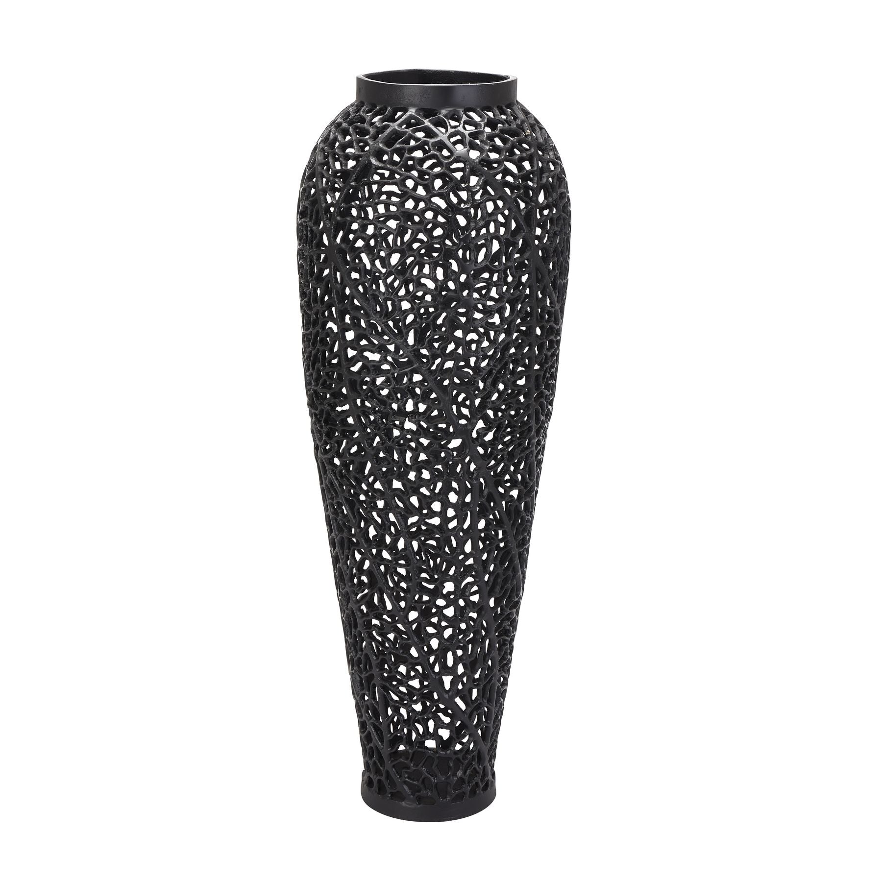 HILL INTERIORS Black Cast Lattice Large Vase