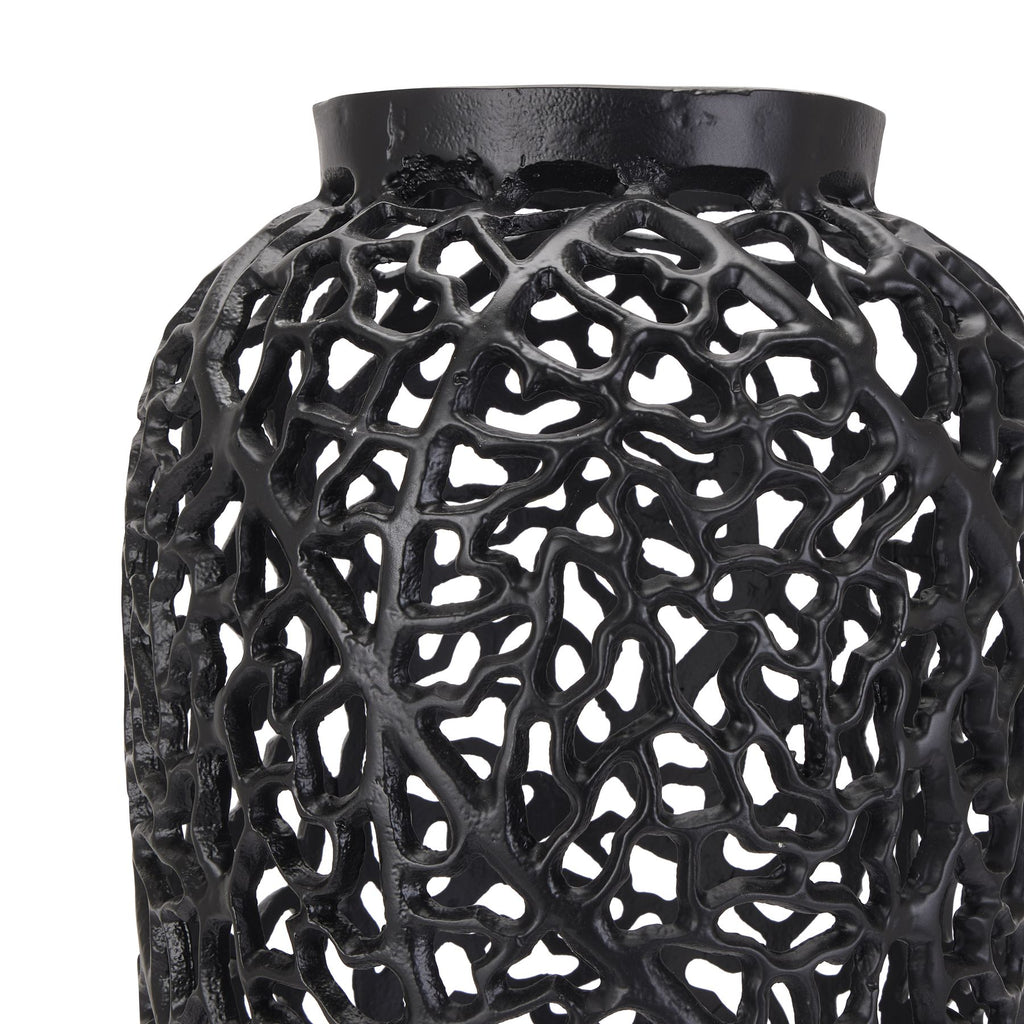 HILL INTERIORS Black Cast Lattice Large Vase