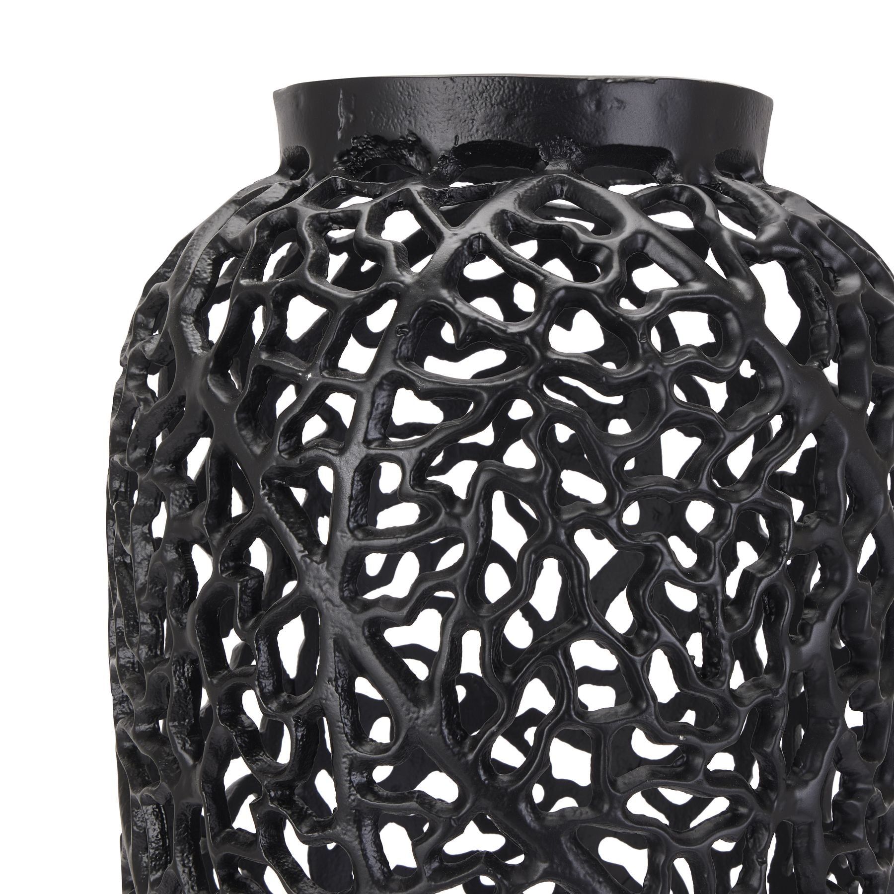HILL INTERIORS Black Cast Lattice Large Vase
