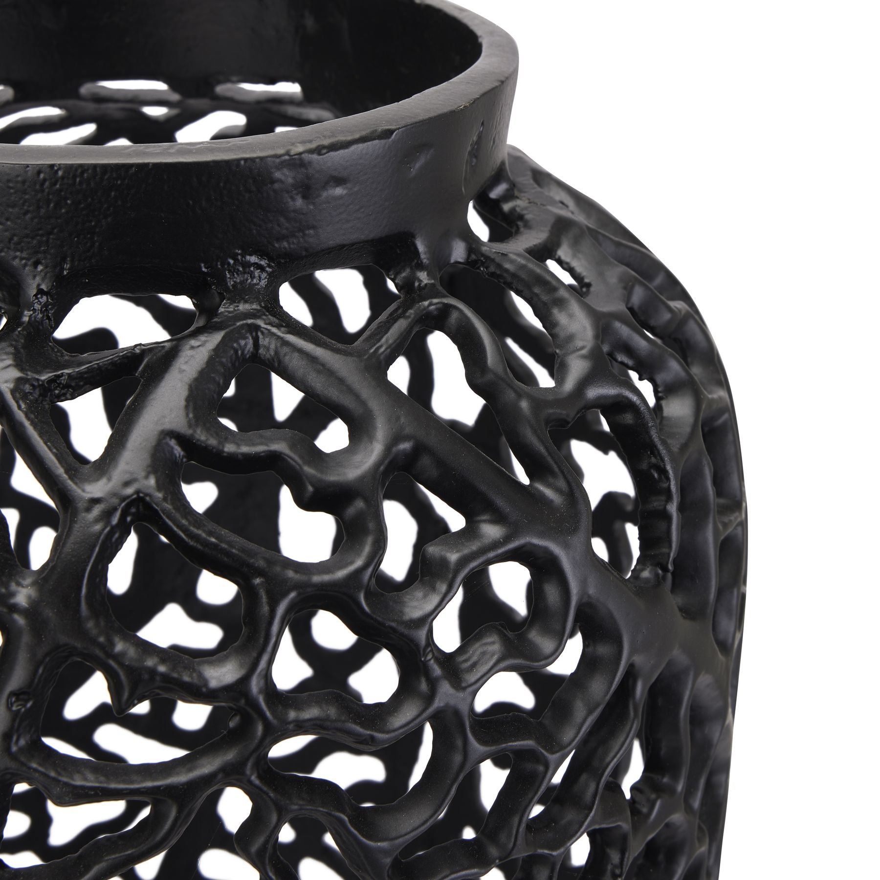 HILL INTERIORS Black Cast Lattice Large Vase