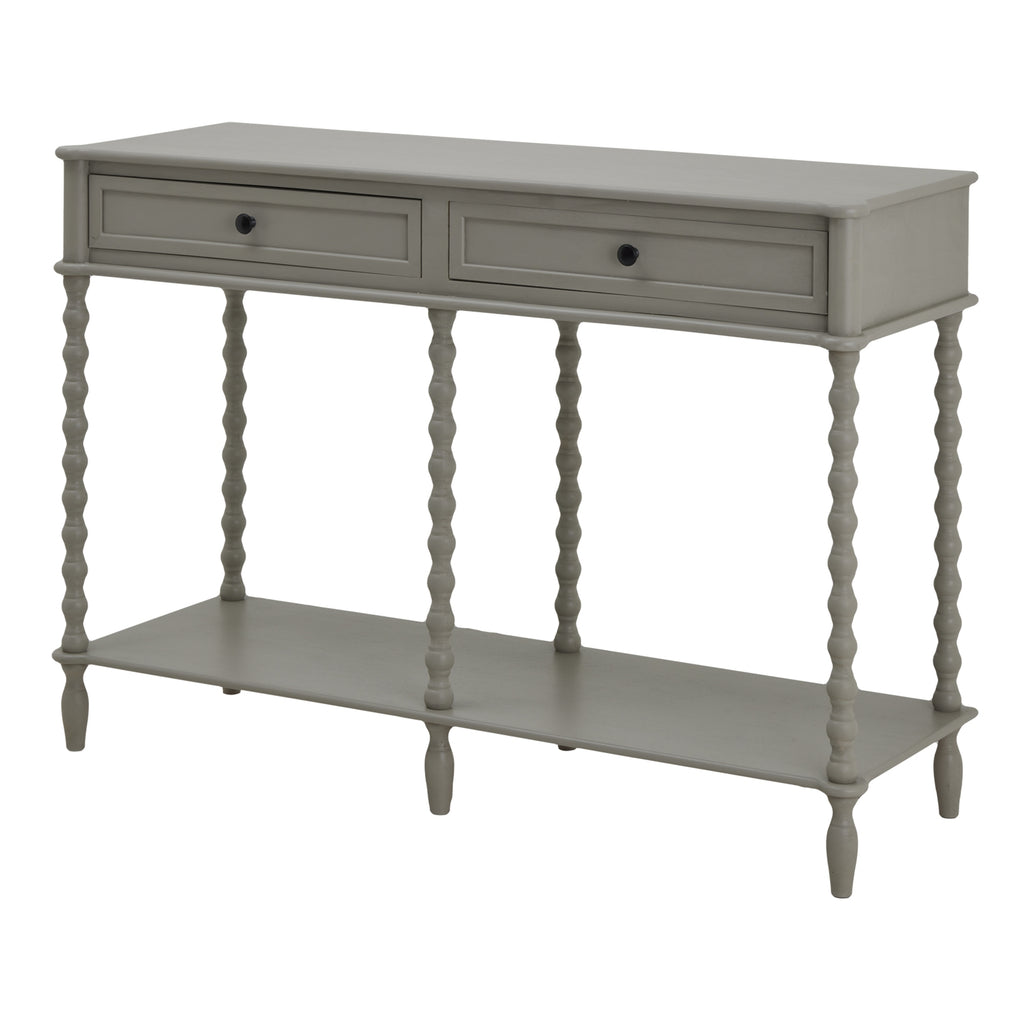 HILL INTERIORS Camden Large 2-Drawer Grey Console Table in Solid Wood, 120 x 81 x 40