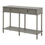 HILL INTERIORS Camden Large 2-Drawer Grey Console Table in Solid Wood, 120 x 81 x 40