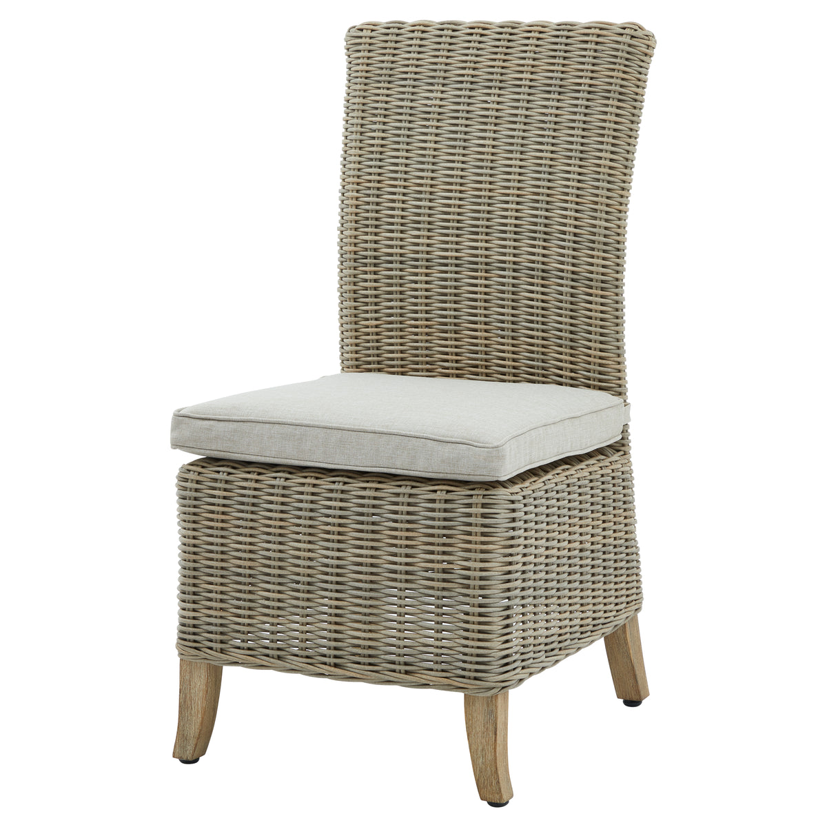 HILL INTERIORS Capri Outdoor Dining Chair in Acacia Rattan, Rustproof and Weatherproof, UV Resistant,Beige 1