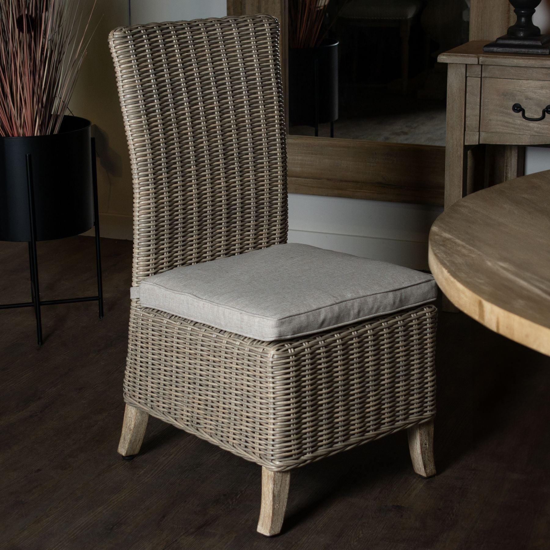 HILL INTERIORS Capri Outdoor Dining Chair in Acacia Rattan, Rustproof and Weatherproof, UV Resistant,Beige 2