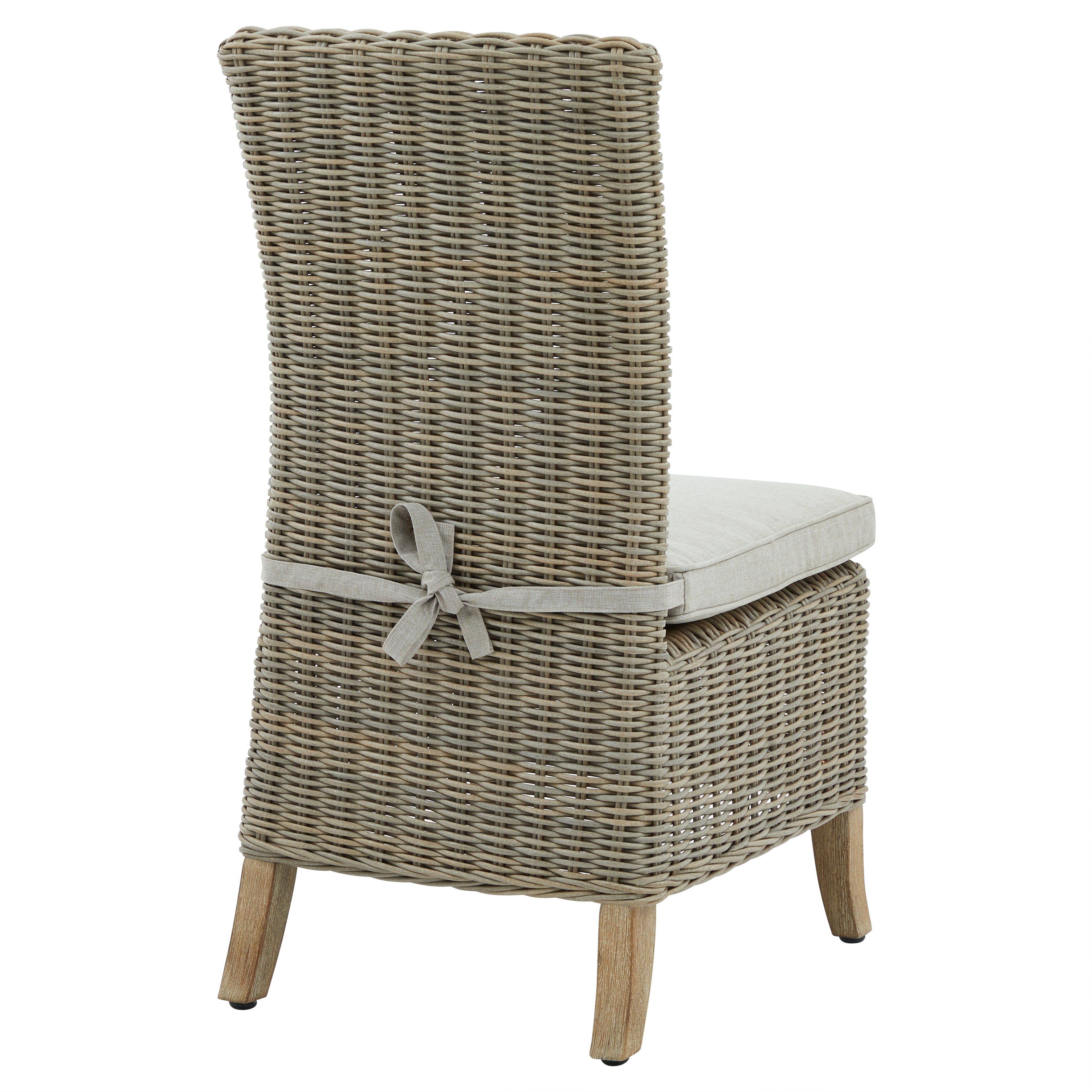 HILL INTERIORS Capri Outdoor Dining Chair in Acacia Rattan, Rustproof and Weatherproof, UV Resistant,Beige 3