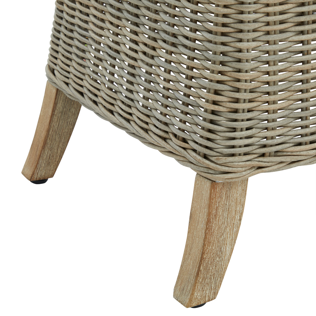 HILL INTERIORS Capri Outdoor Dining Chair in Acacia Rattan, Rustproof and Weatherproof, UV Resistant,Beige 4
