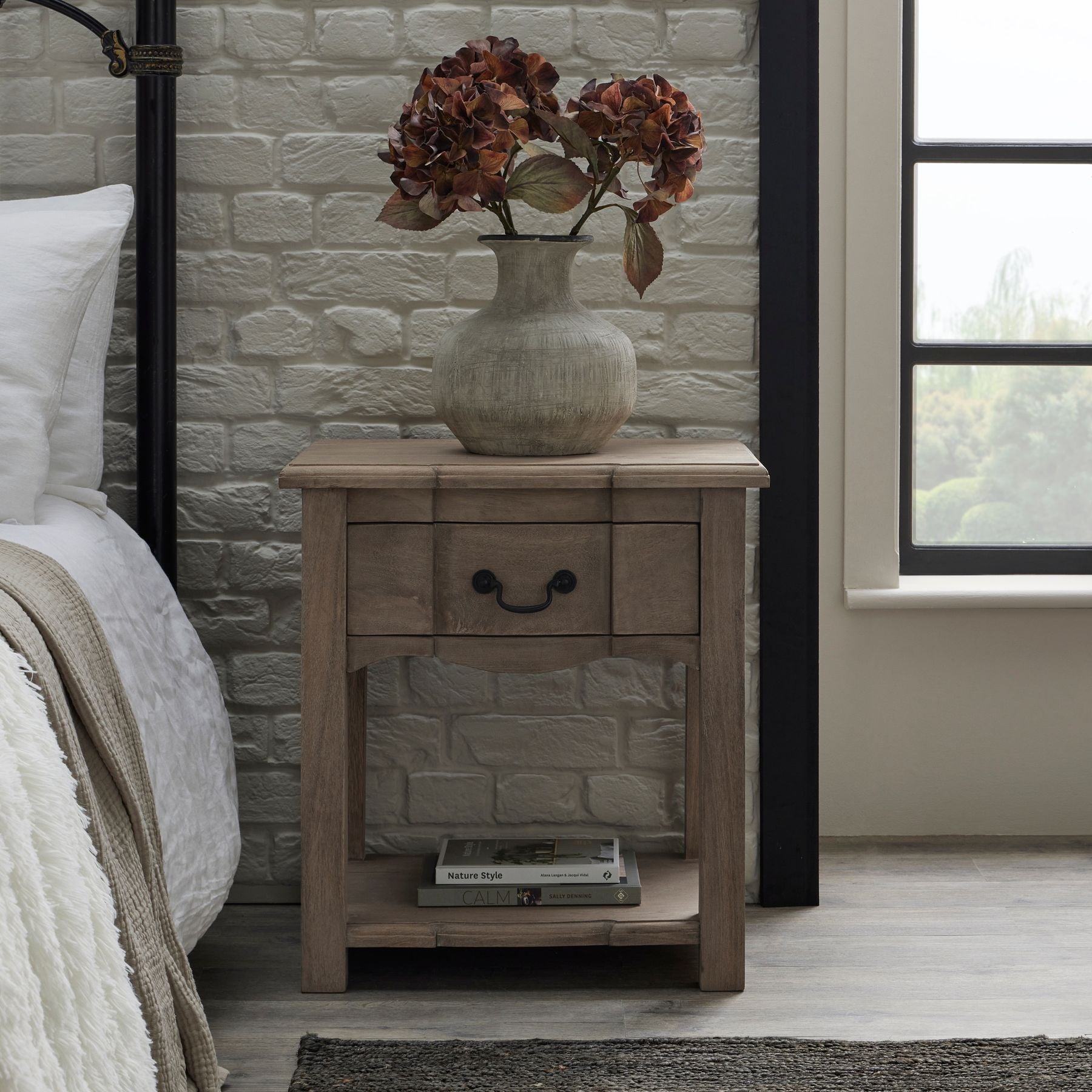 HILL INTERIORS Copgrove 1-Drawer Side Table in Hard Wood, 45 x 55 x 60 cm