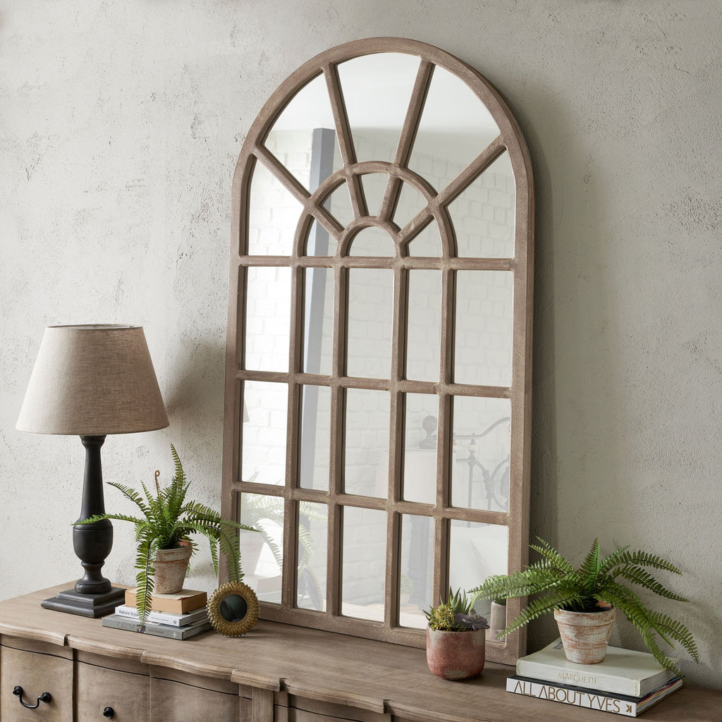 HILL INTERIORS Copgrove Arched Paned Hardwood Wall Mirror, 150x90 cm 4