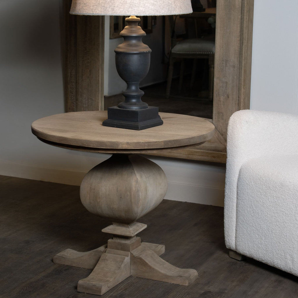 HILL INTERIORS Copgrove Handcrafted Pedestal Side Table in Hard Wood, Ø 70 cm