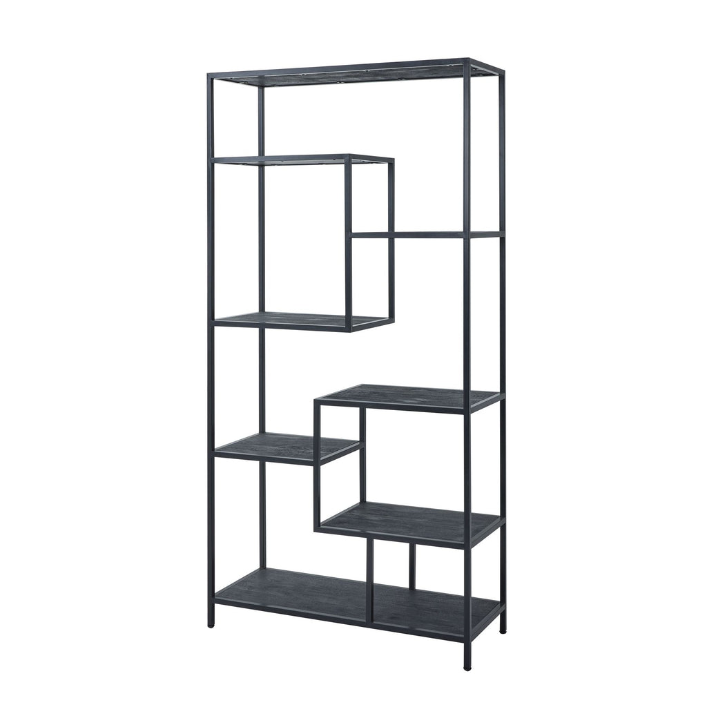 HILL INTERIORS Large Black Multi-Shelf Unit with Anti-Tip Safety Strap 1