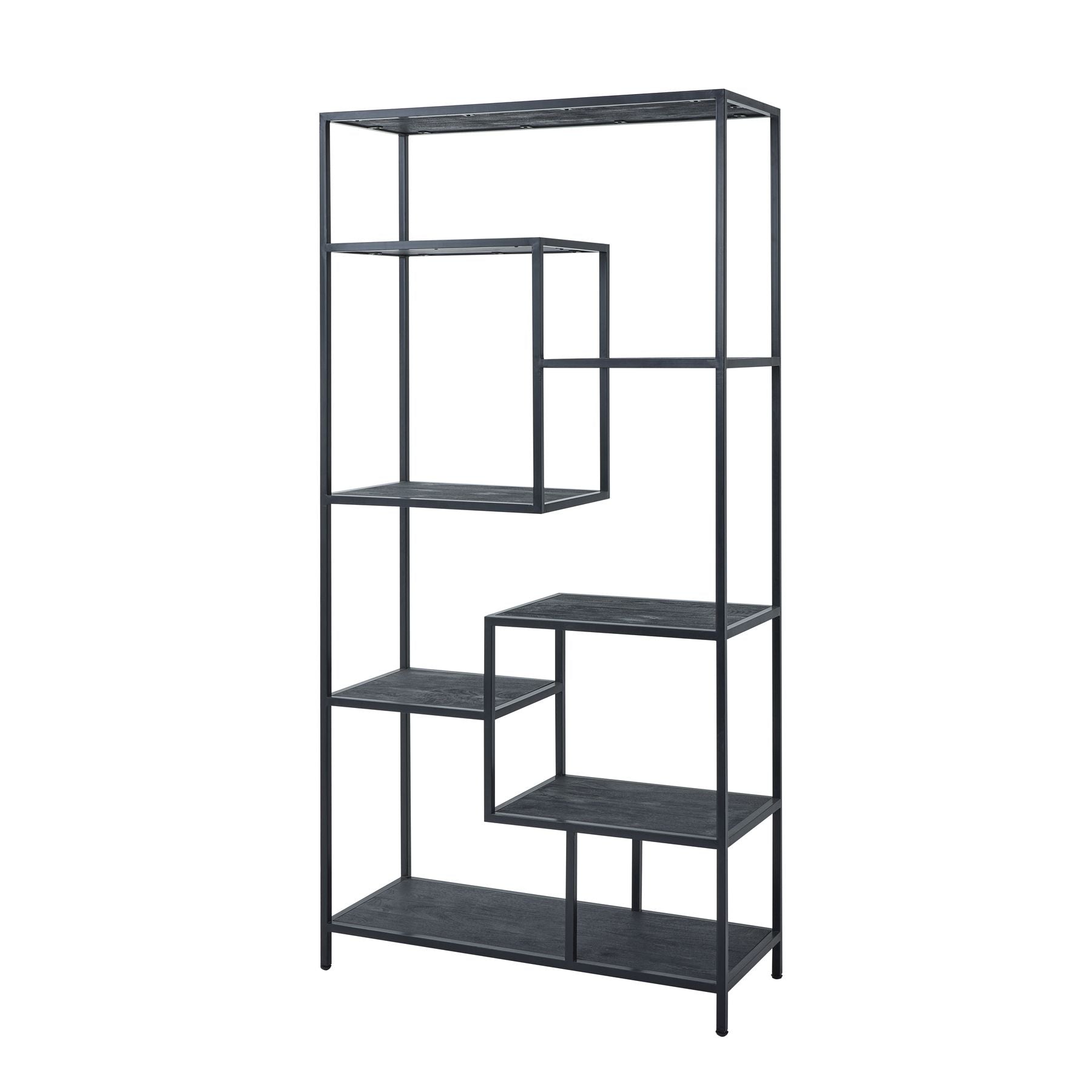 HILL INTERIORS Large Black Multi-Shelf Unit with Anti-Tip Safety Strap 1