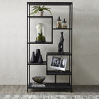 HILL INTERIORS Large Black Multi-Shelf Unit with Anti-Tip Safety Strap 2