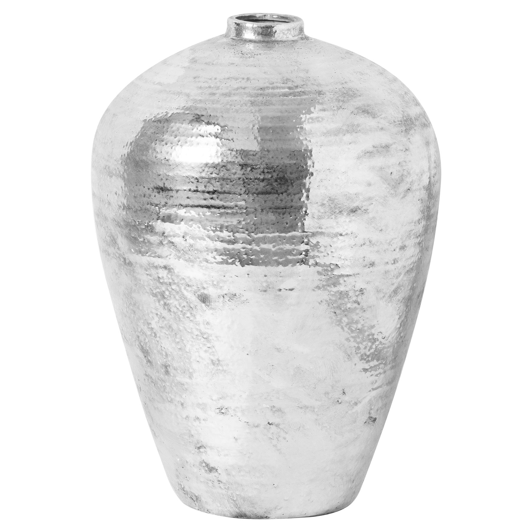 HILL INTERIORS Large Hammered Silver Ceramic Astral Vase, 57x40 cm 1