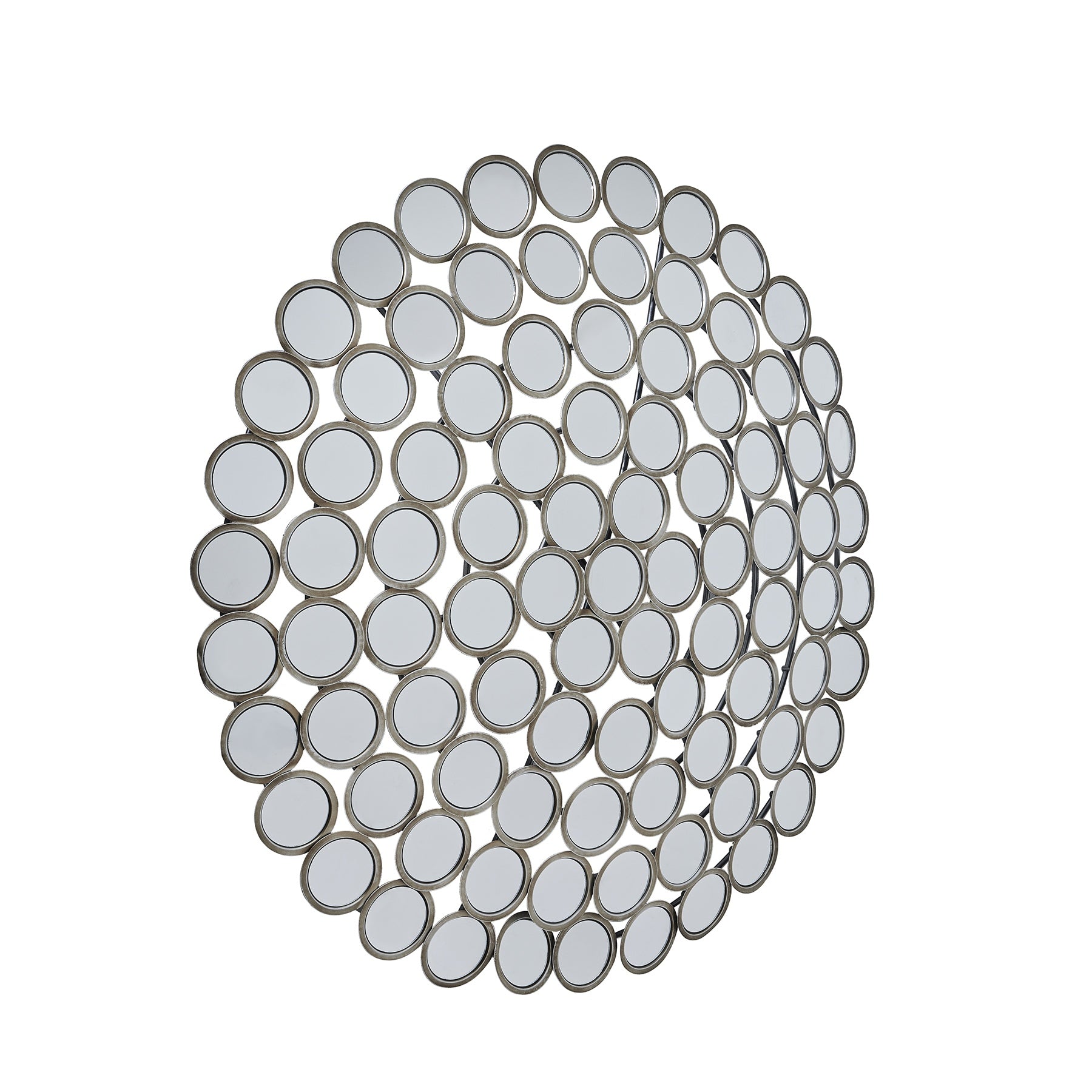 HILL INTERIORS Large Round Convex Antiqued Silver Multi Mirror 1