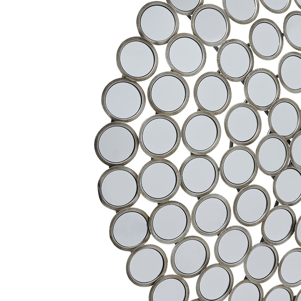 HILL INTERIORS Large Round Convex Antiqued Silver Multi Mirror 2