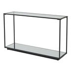 HILL INTERIORS Lennox Black Framed Console with Glass and Mirror Shelves 1