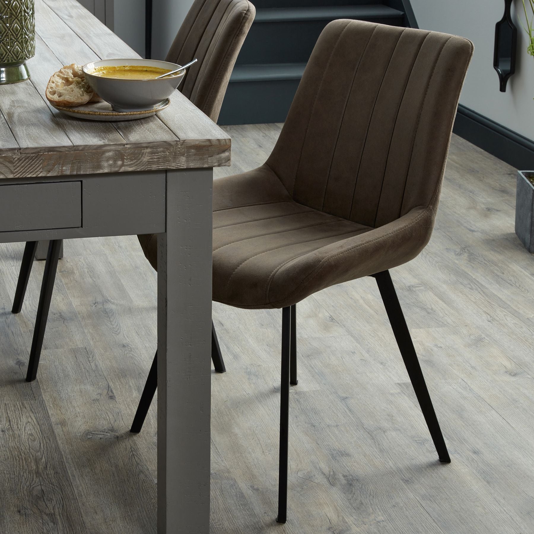 HILL INTERIORS Malmo Scandi-Inspired Minimalist Coffee Handcrafted Dining Chair in Faux Leather