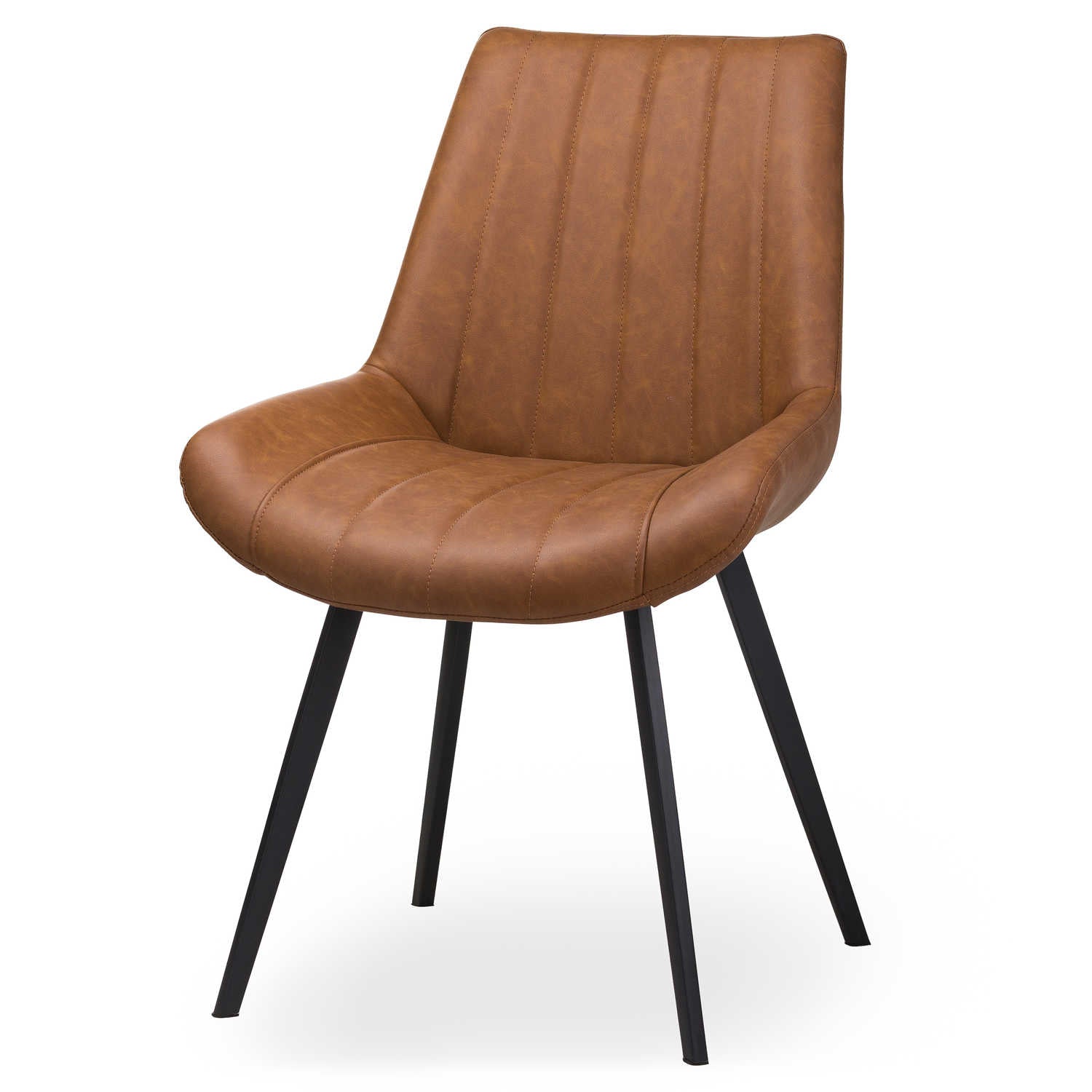 HILL INTERIORS Malmo Scandi-Inspired Minimalist Tan Handcrafted Dining Chair in Faux Leather