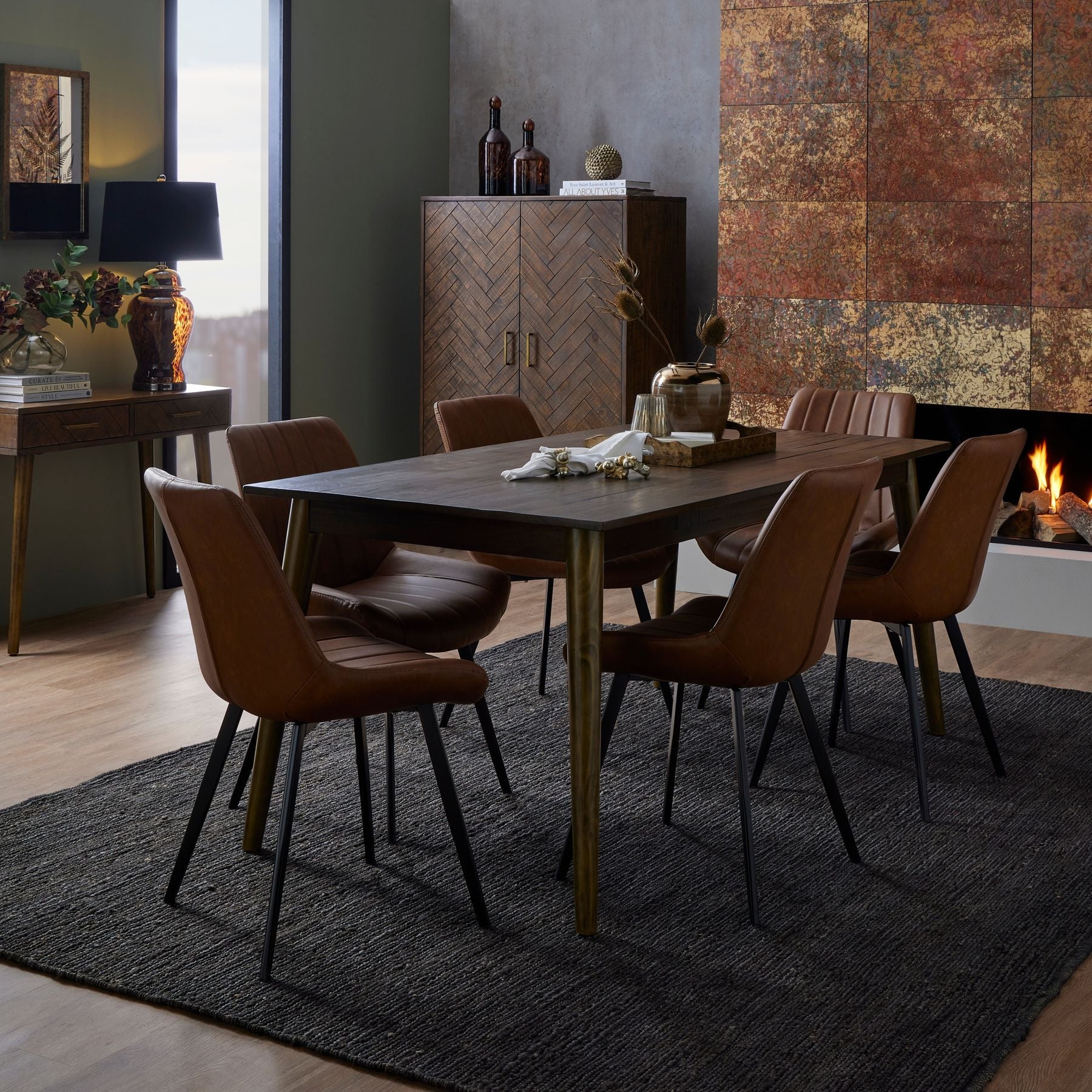 HILL INTERIORS Malmo Scandi-Inspired Minimalist Tan Handcrafted Dining Chair in Faux Leather