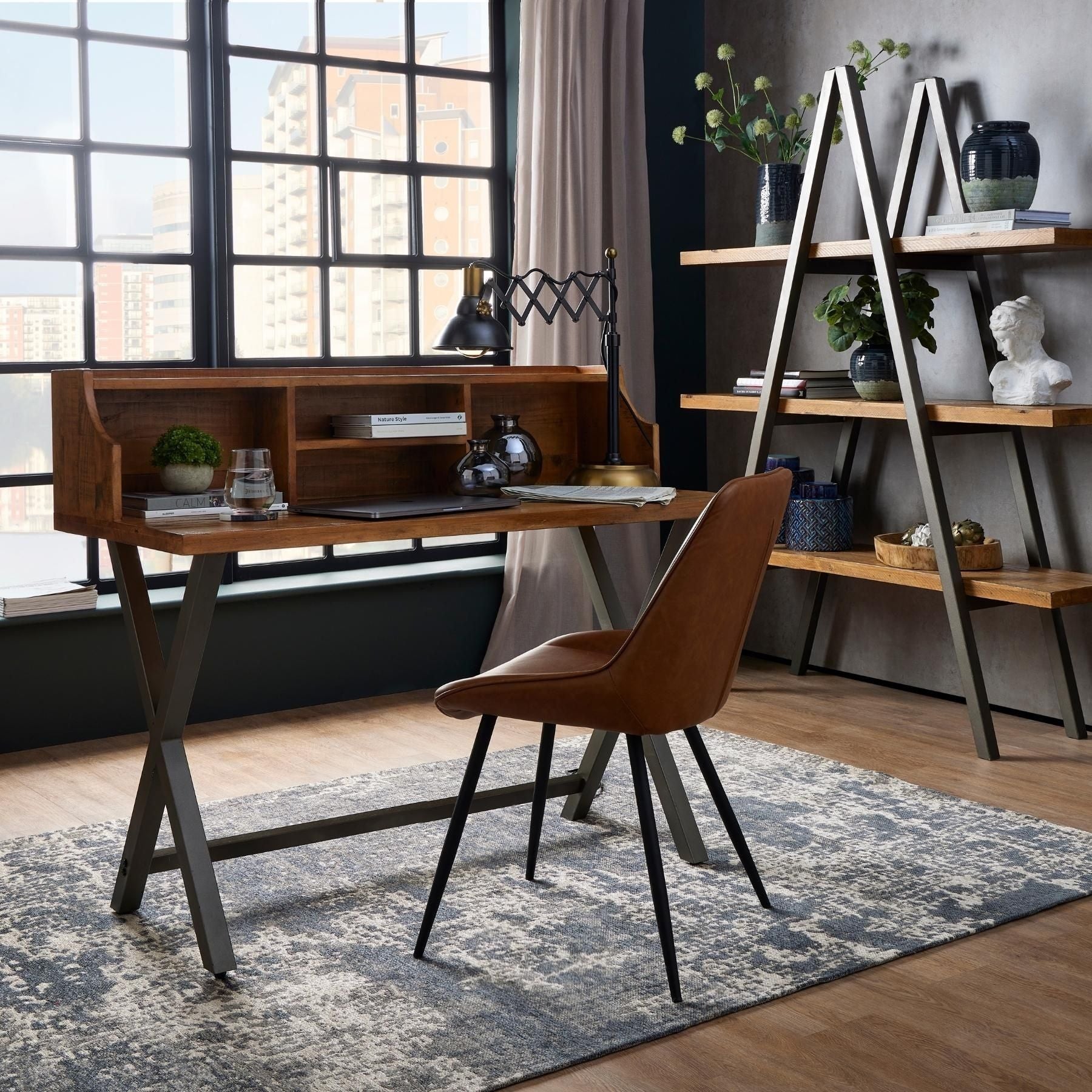 HILL INTERIORS Malmo Scandi-Inspired Minimalist Tan Handcrafted Dining Chair in Faux Leather