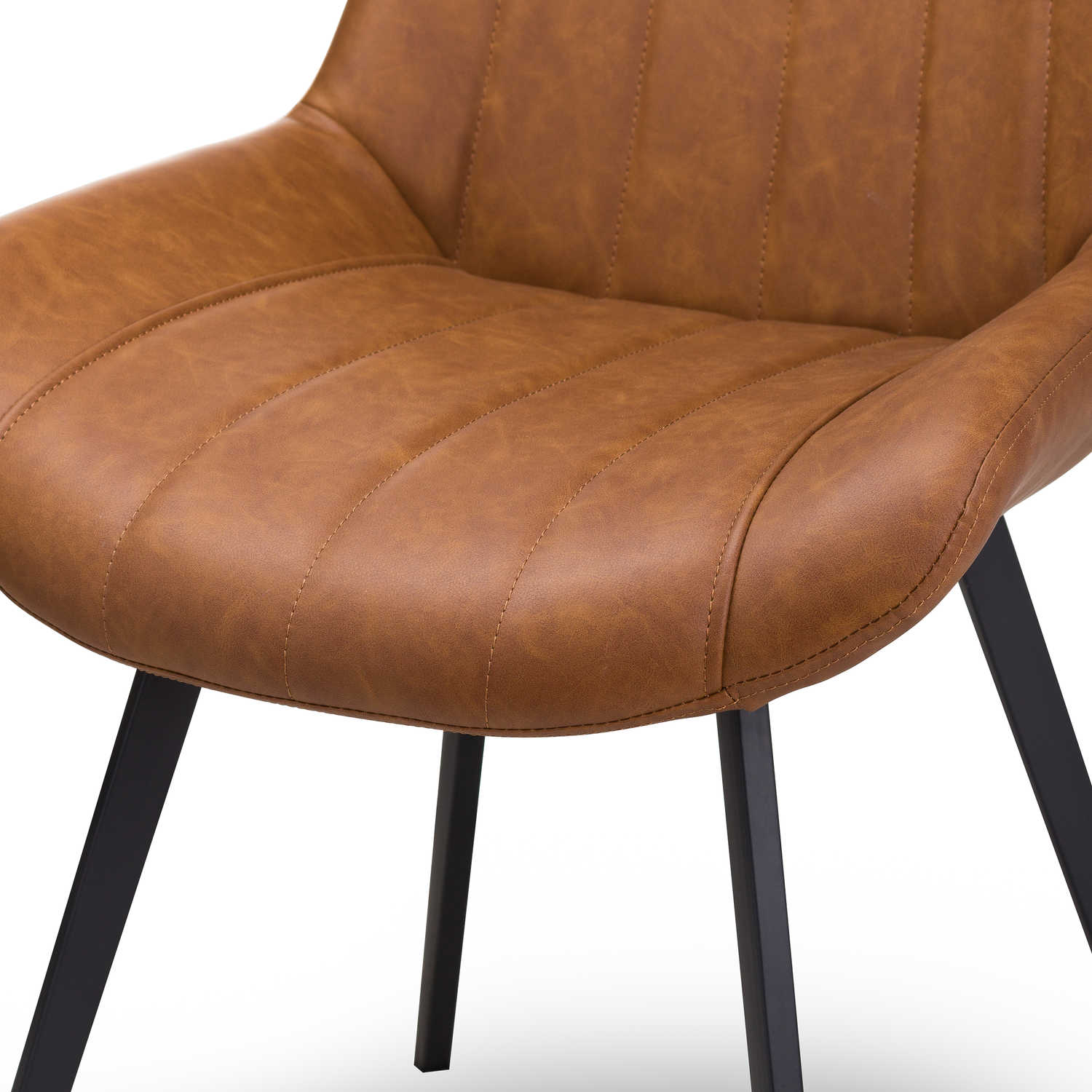 HILL INTERIORS Malmo Scandi-Inspired Minimalist Tan Handcrafted Dining Chair in Faux Leather