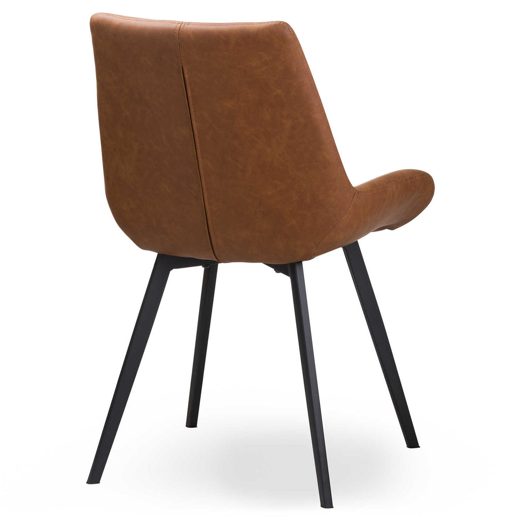 HILL INTERIORS Malmo Scandi-Inspired Minimalist Tan Handcrafted Dining Chair in Faux Leather