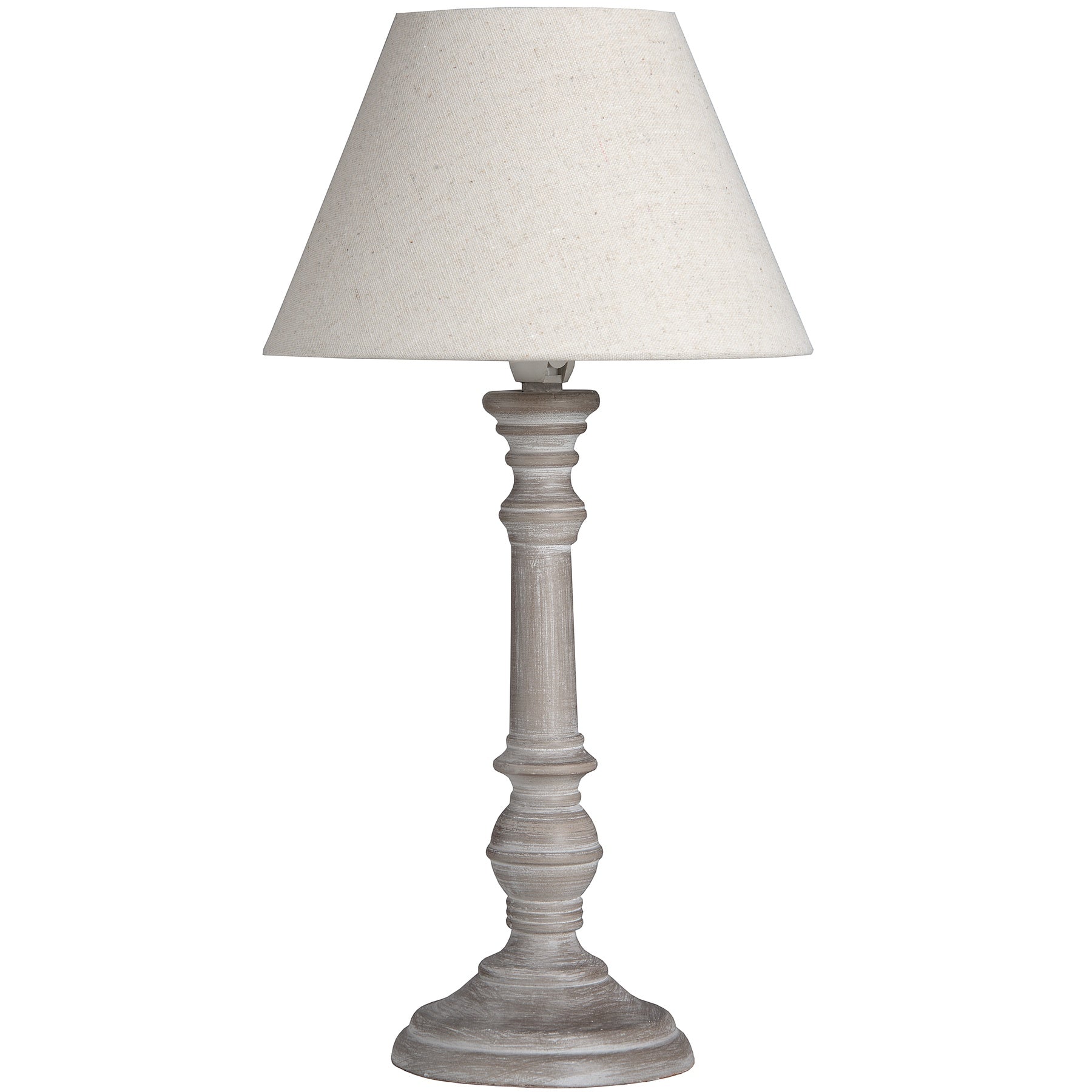 HILL INTERIORS Pella Handcrafted Table Lamp | Beige and Grey | Washed Wood