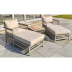 HILL INTERIORS Provence Outdoor Sun Lounger Set, Set of 2 Loungers and 1 Table in Rattan and Acacia, Weatherproof and Rustproof 1