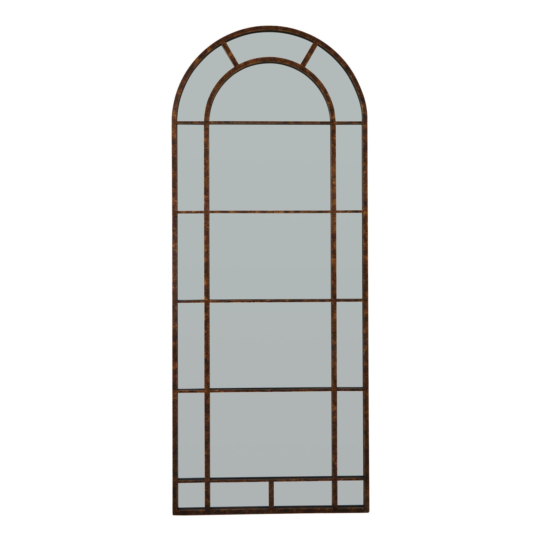 HILL INTERIORS Rust Effect Large Arched Window Mirror, 200x80 cm 1