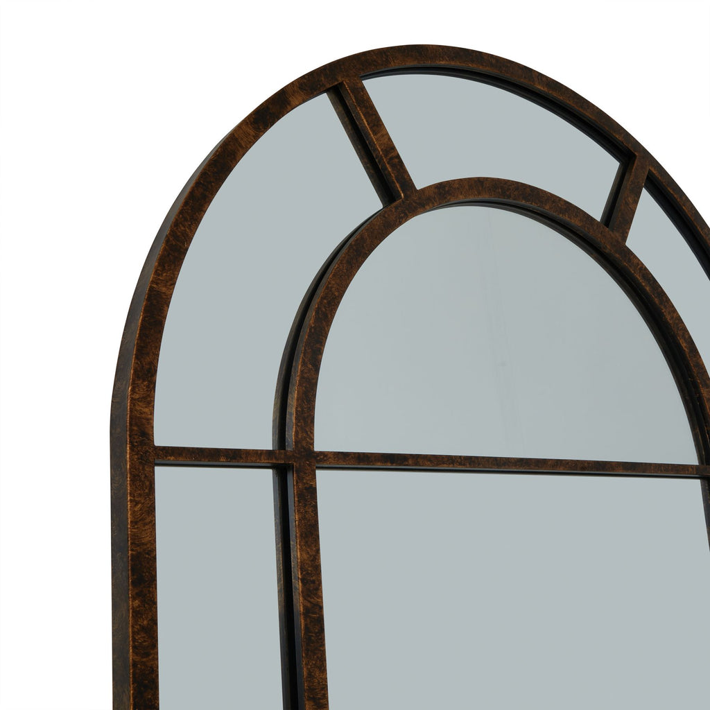 HILL INTERIORS Rust Effect Large Arched Window Mirror, 200x80 cm 2