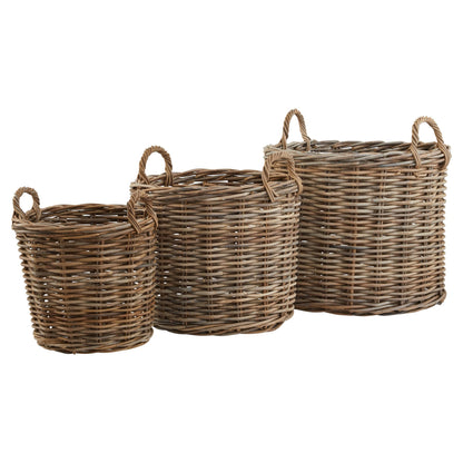 HILL INTERIORS Set of 3 Kubu Rattan Round Storage Baskets 1