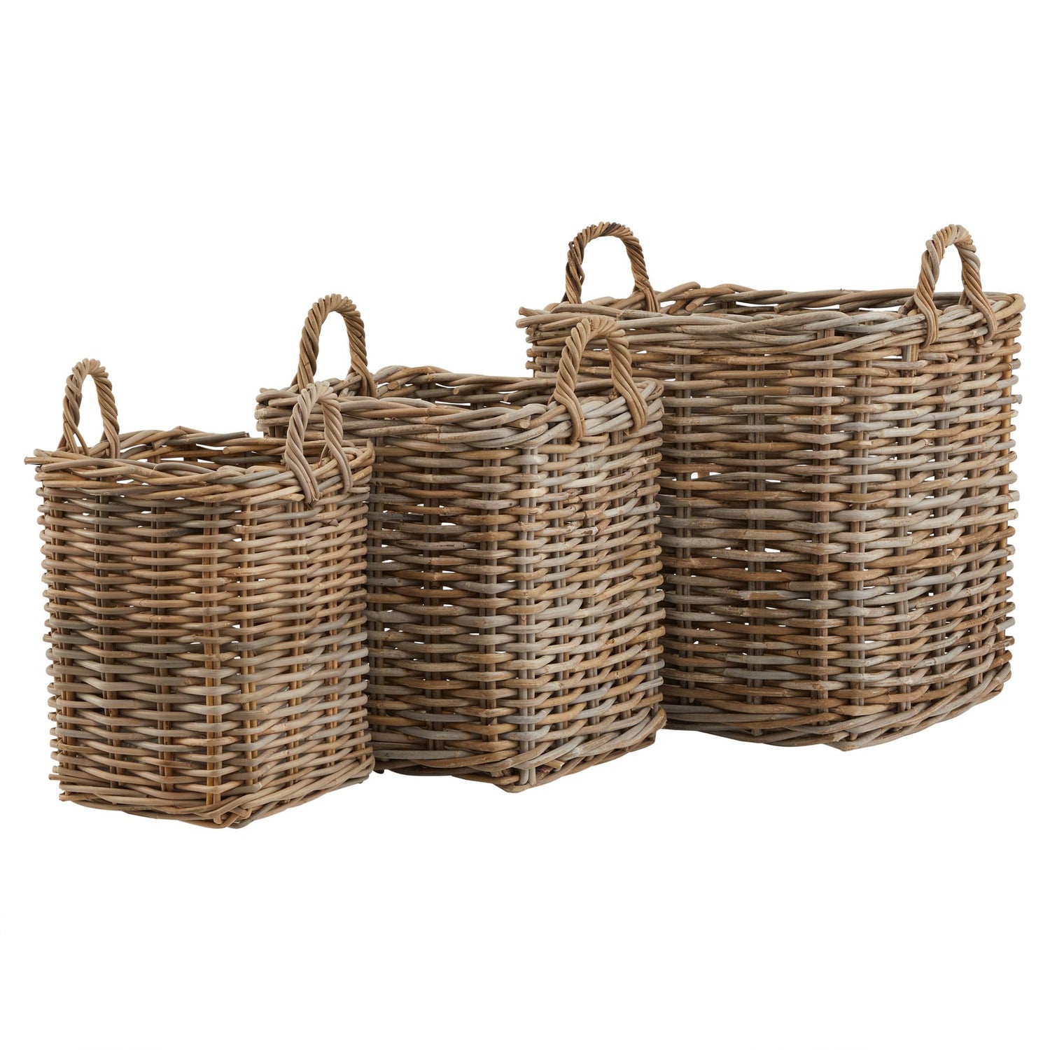 HILL INTERIORS Set of 3 Kubu Rattan Square Storage Baskets 1