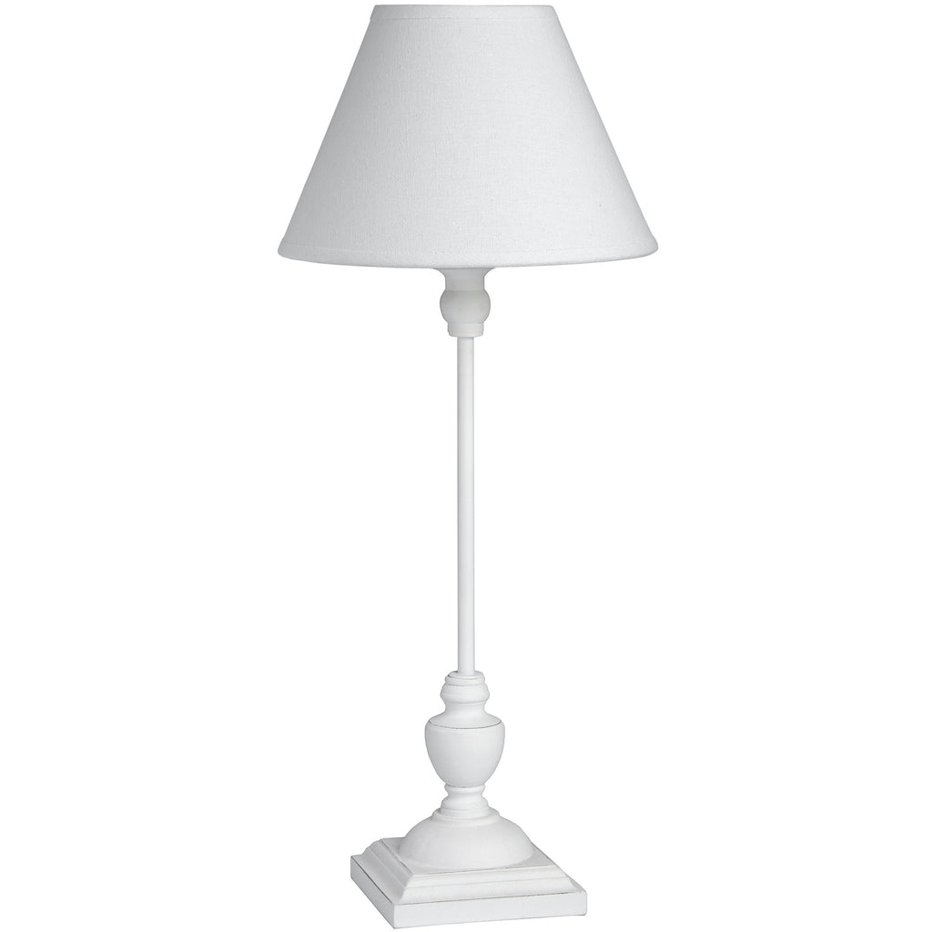 HILL INTERIORS Symi Handcrafted Slim Table Lamp | White | Wood and Linen