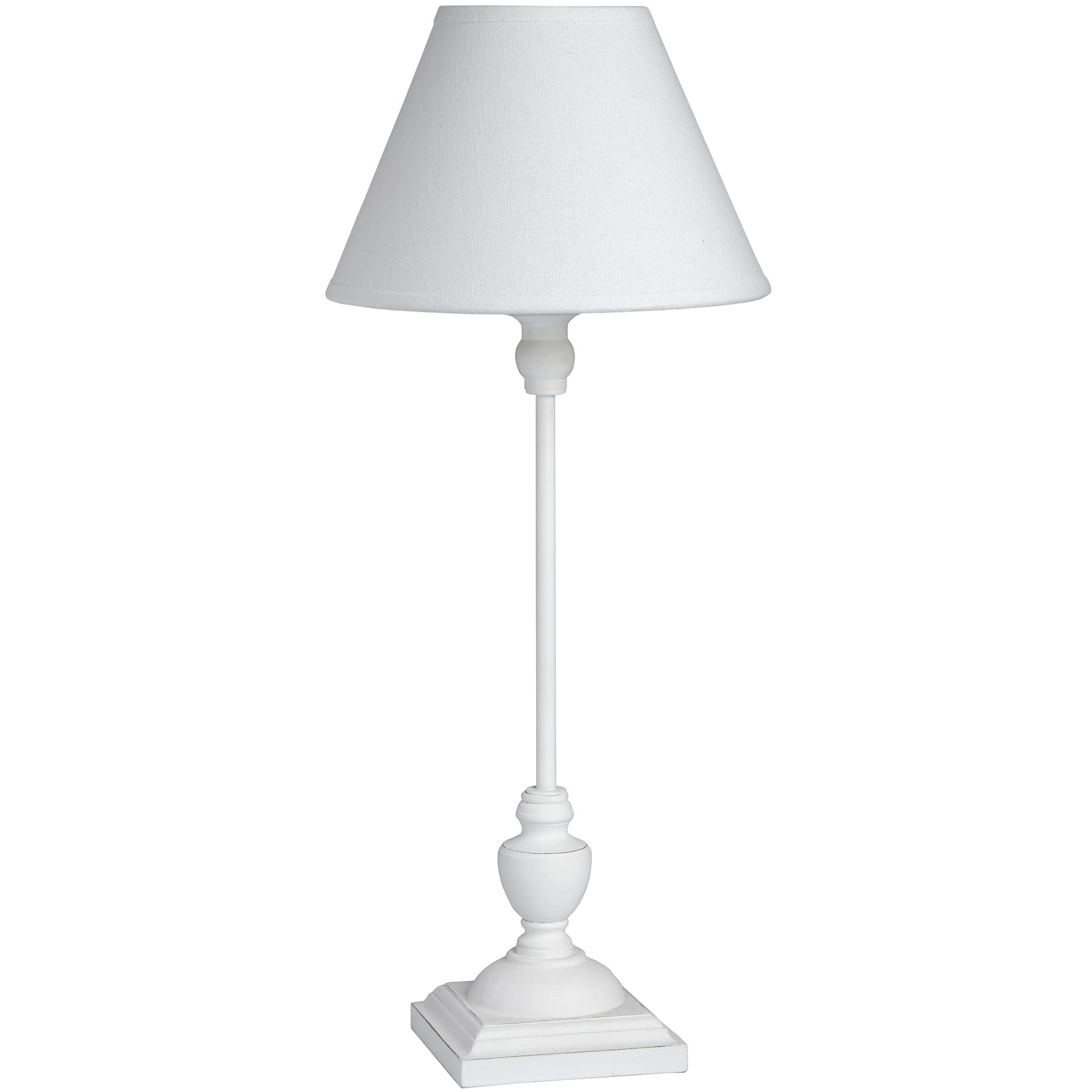 HILL INTERIORS Symi Handcrafted Slim Table Lamp | White | Wood and Linen