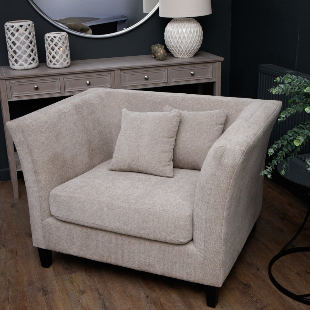 HILL INTERIORS Vesper Taupe Cushion Back Snuggle Chair 2