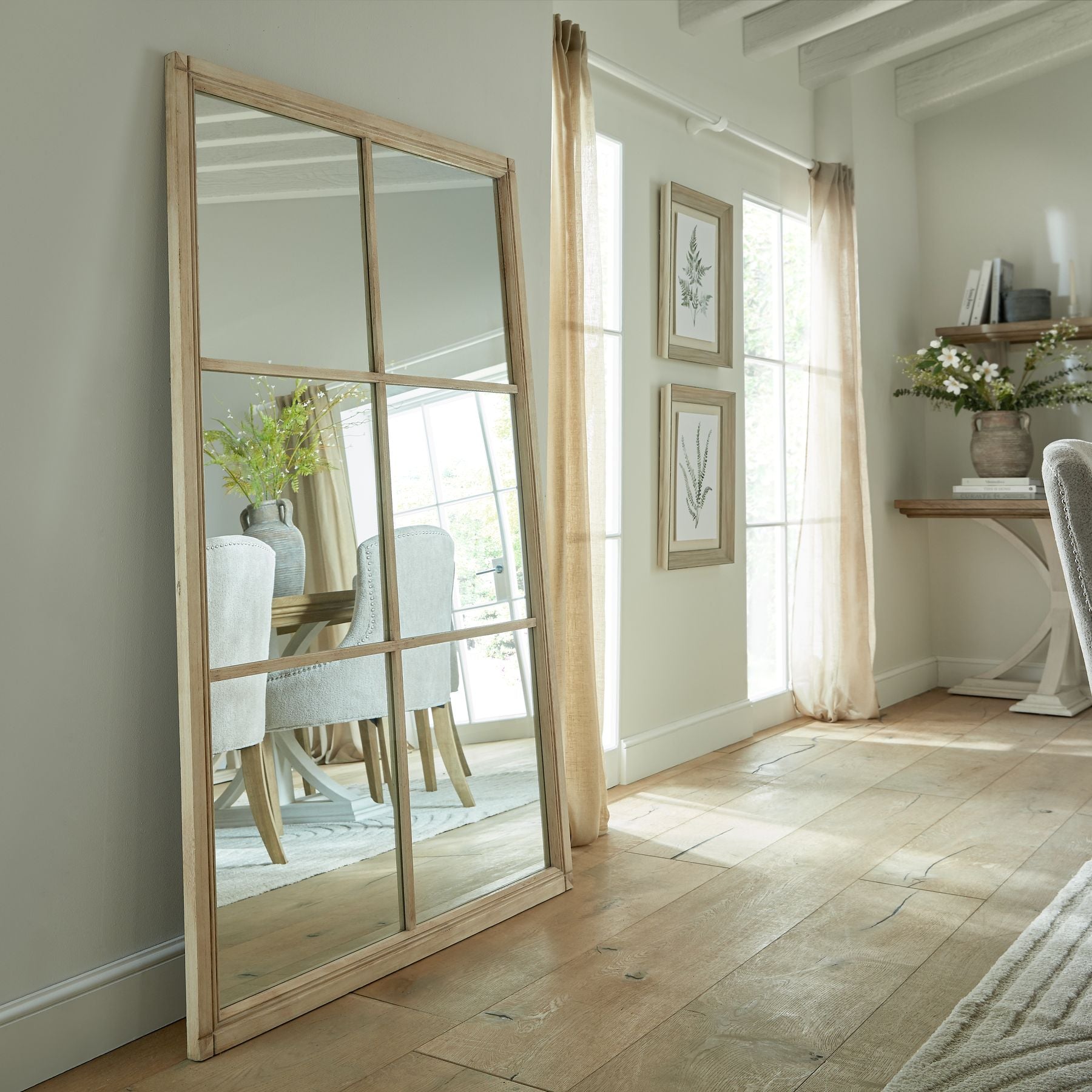 HILL INTERIORS Washed Wood XL Window Mirror, 170x112 cm 2