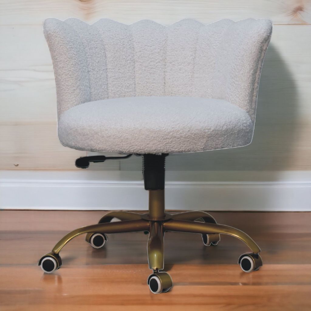 ARTISAN FURNITURE Handcrafted White Boucle Swivel Chair/Desk Chair, B-Corp Certified (LAST ONE!) - Regina Luxury Interiors