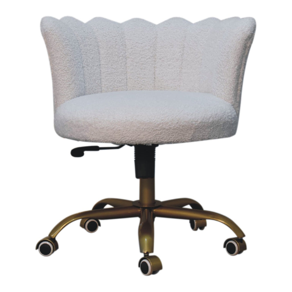 ARTISAN FURNITURE Handcrafted White Boucle Swivel Chair/Desk Chair, B-Corp Certified (LAST ONE!) - Regina Luxury Interiors