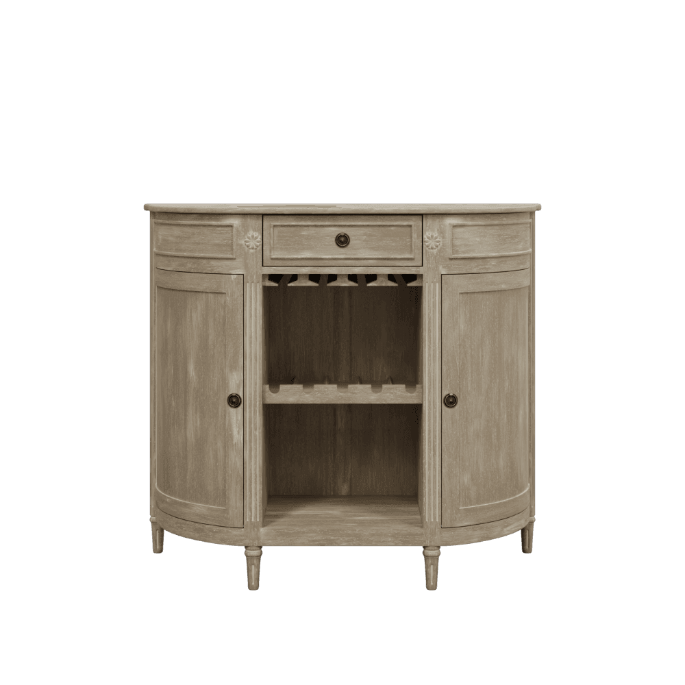 LAURA ASHLEY Alouette Washed Dove Grey 2-Door 1-Drawer Drinks Cabinet
