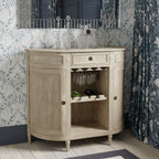 LAURA ASHLEY Alouette Washed Dove Grey 2-Door 1-Drawer Drinks Cabinet