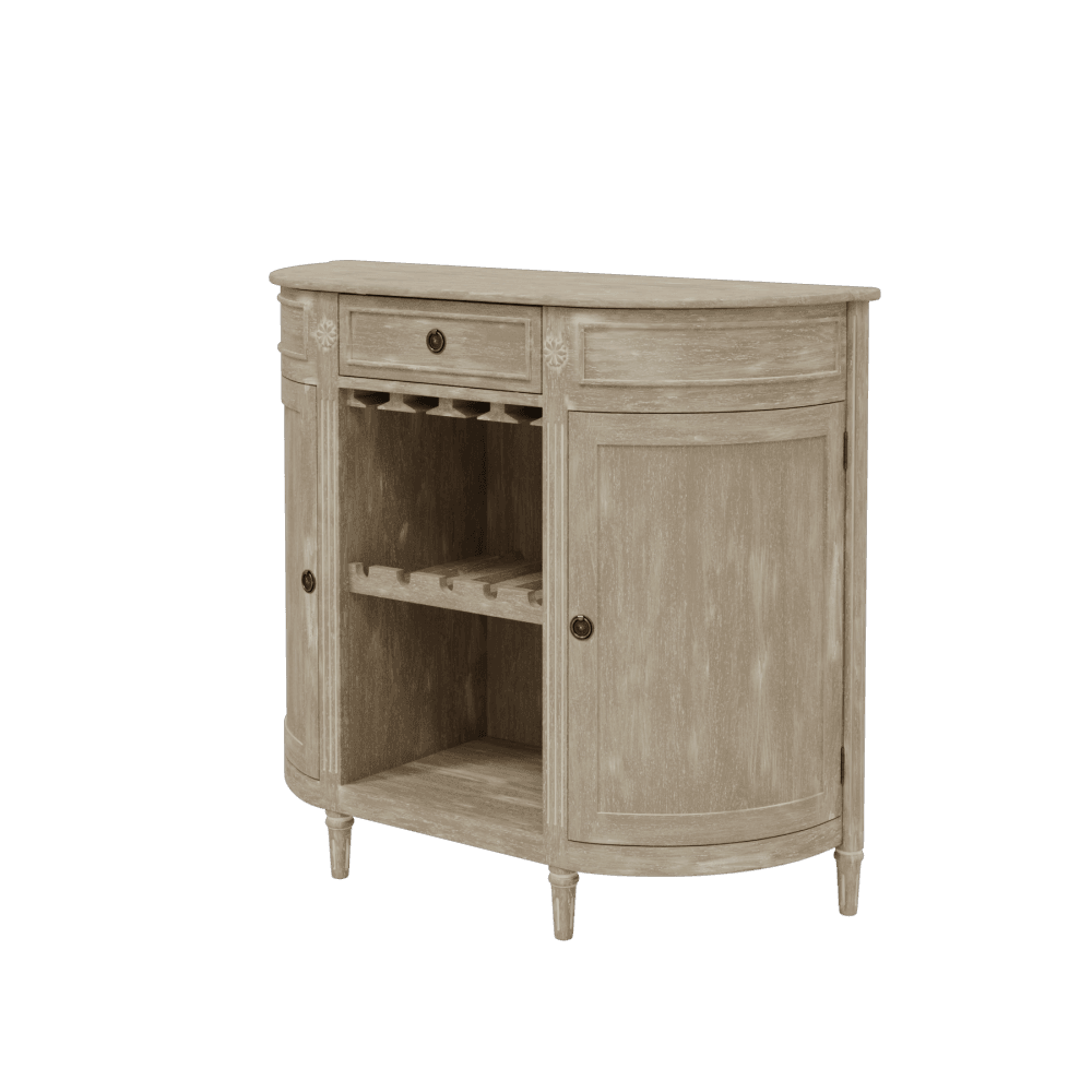 LAURA ASHLEY Alouette Washed Dove Grey 2-Door 1-Drawer Drinks Cabinet