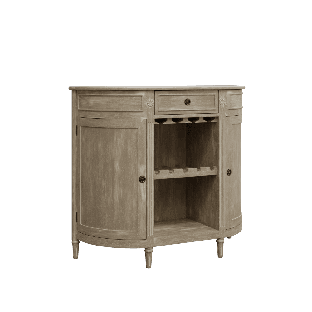 LAURA ASHLEY Alouette Washed Dove Grey 2-Door 1-Drawer Drinks Cabinet