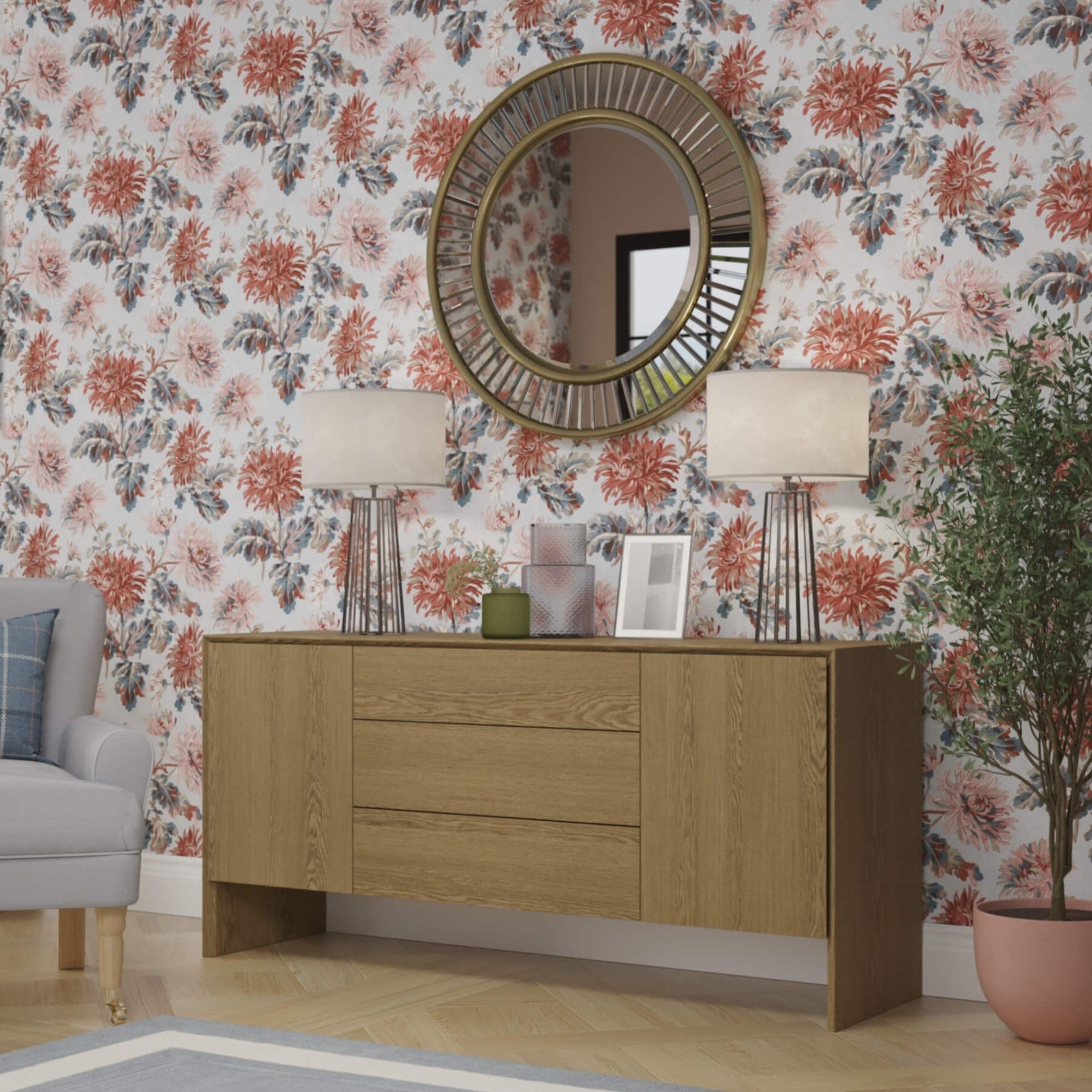 LAURA ASHLEY Ammanford | 2-Door 3-Drawer Sideboard | Oak
