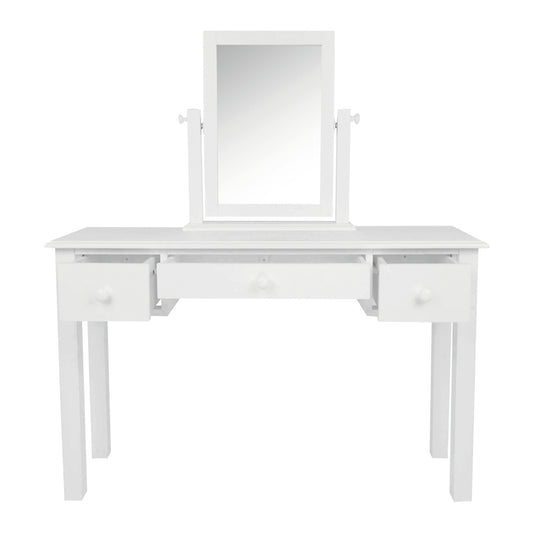 LAURA ASHLEY Ashwell Cotton-White 3-Drawer Dressing Table and Stool in Sturdy Wood