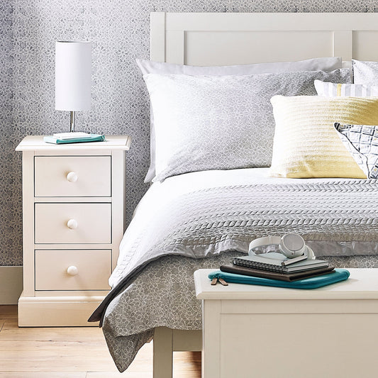 LAURA ASHLEY Ashwell Cotton-White Double Bed Frame in Sturdy Wood